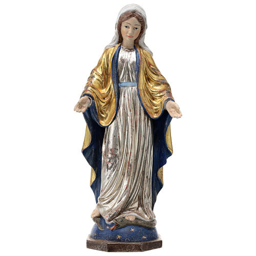 Our Lady of Graces in wood of Valgardena finished in antique pure gold and silver 2