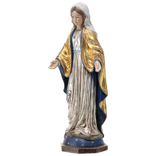 Our Lady of Graces in wood of Valgardena finished in antique pure gold and silver 4