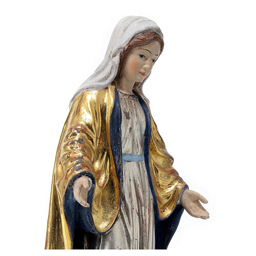 Our Lady of Graces in wood of Valgardena finished in antique pure gold and silver 7