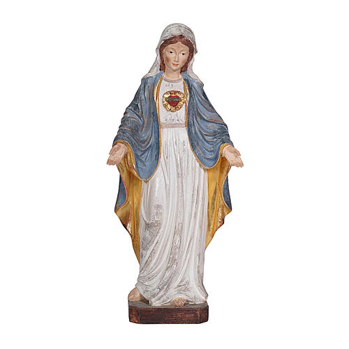 The Sacred Heart of Mary in wood of Valgardena finished in antique pure gold 1