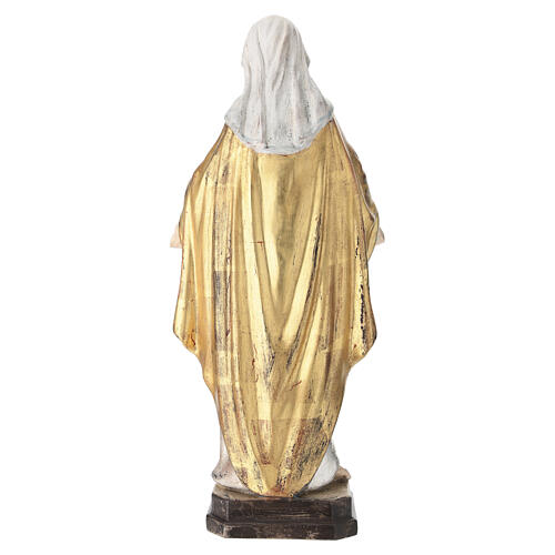 The Sacred Heart of Mary in wood of Valgardena finished in antique pure gold with silver mantle 7