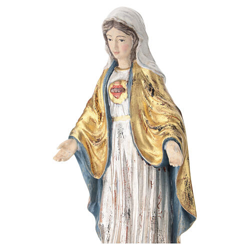 Sagrado Corazón de María madera Val Gardena oro de tíbar capa silver 4