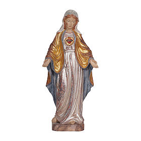 The Sacred Heart of Mary in wood of Valgardena finished in antique pure gold with silver mantle