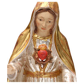 The Immaculate Heart of Mary in wood of Valgardena in antique gold with silver mantle