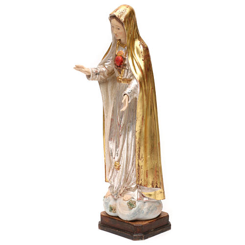 The Immaculate Heart of Mary in wood of Valgardena in antique gold with silver mantle 3