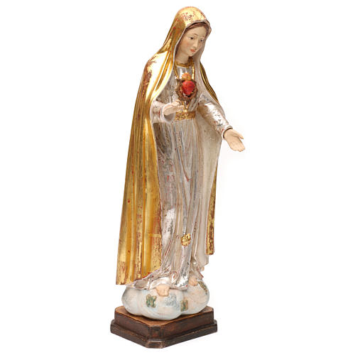 The Immaculate Heart of Mary in wood of Valgardena in antique gold with silver mantle 4