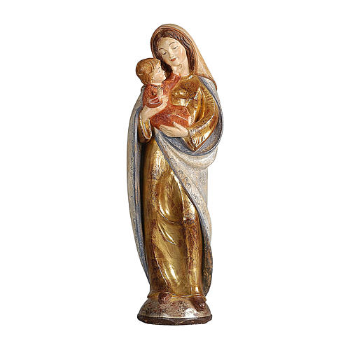 Statue Gottesmutter mit Kind klassisch Grödnertal Holz gold Farbe 1