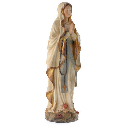 Madonna Lourdes mit Kranz bemalten Grödnertal Holz antikisiert 5