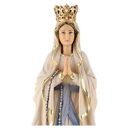 Notre-Dame de Lourdes avec couronne bois Val Gardena peint 2