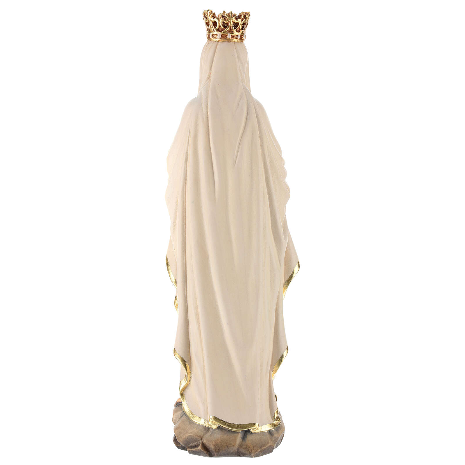 Madonna di Lourdes con corona legno Valgardena dipinta