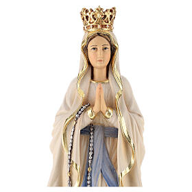 Madonna di Lourdes con corona legno Valgardena dipinta