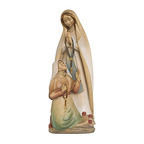 Our Lady of Lourdes with Bernardette in wood of Valgardena painted with water colours 1