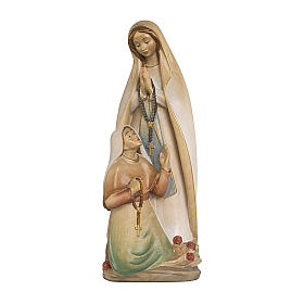 Our Lady of Lourdes with Bernardette in wood of Valgardena painted with water colours