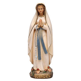 Virgen de Lourdes estilizada madera Val Gardena pintada