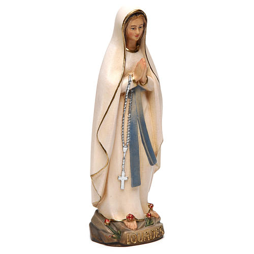 Virgen de Lourdes estilizada madera Val Gardena pintada 4