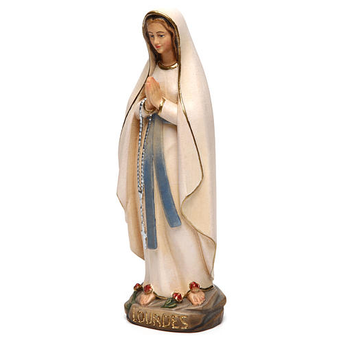 Madonna di Lourdes stilizzata legno Valgardena dipinta 3