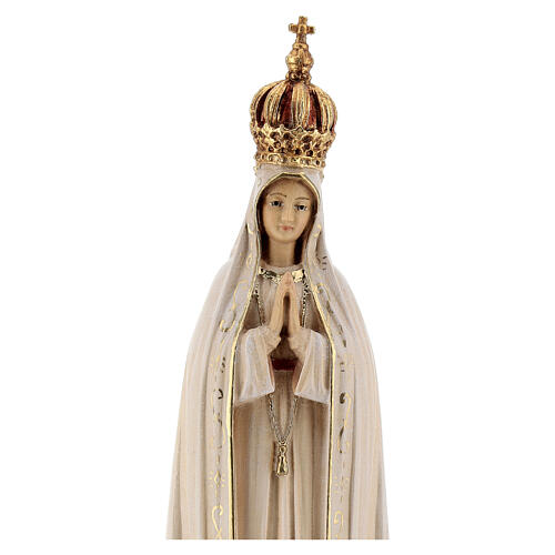 Madonna di Fatima Capelinha con corona legno Valgardena dipinta 2