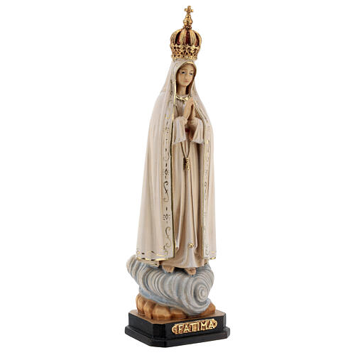 Madonna di Fatima Capelinha con corona legno Valgardena dipinta 4