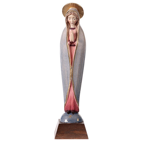 Virgen de Fátima estilizada madera Val Gardena colores al agua 1