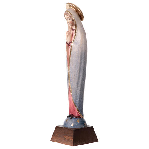Madonna di Fatima stilizzata legno Valgardena colori ad acqua 2