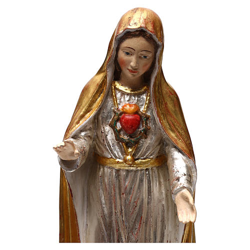 Our Lady of Fatima fifth Apparition in wood of Valgardena finished in antique gold with silver mantle 2