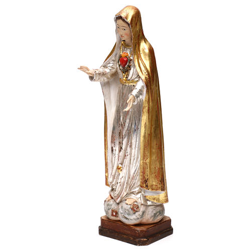 Our Lady of Fatima fifth Apparition in wood of Valgardena finished in antique gold with silver mantle 3