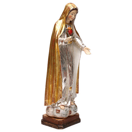 Virgen de Fátima 5. Aparición madera Val Gardena oro antiguo capa silver 4
