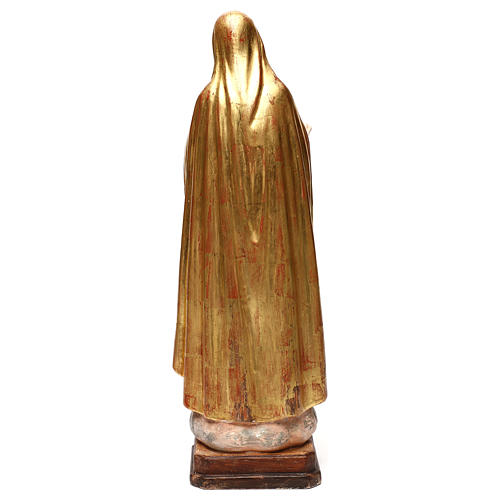 Notre-Dame de Fatima 5ème apparition bois Val Gardena or massif robe argentée 5