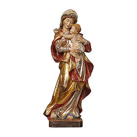 Madonna of Alpbach in wood, golden finish and silver cape, Val Gardena