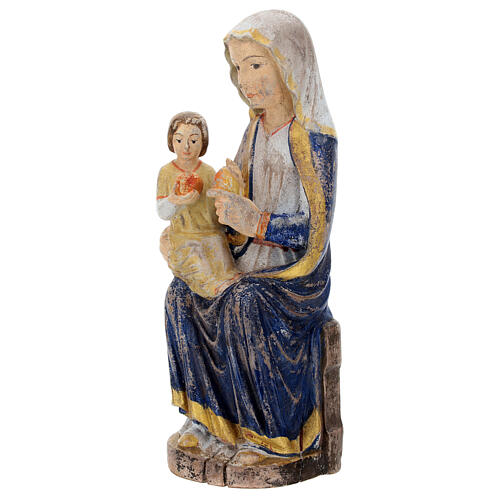 Virgen Mariazell sentada madera Val Gardena oro de tíbar antiguo 3