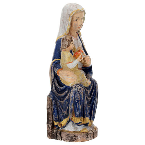 Virgen Mariazell sentada madera Val Gardena oro de tíbar antiguo 4