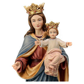 Virgen con niño y corona madera Val Gardena pintada