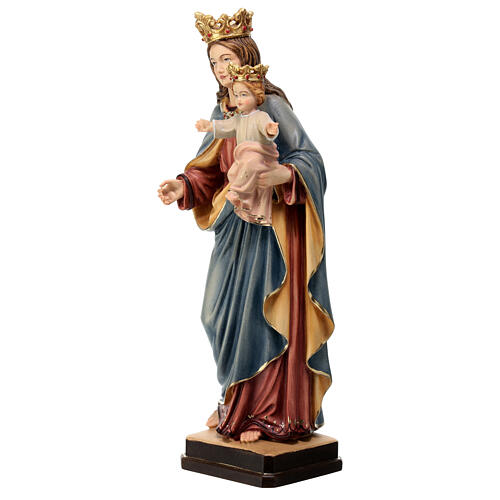 Virgen con niño y corona madera Val Gardena pintada 3