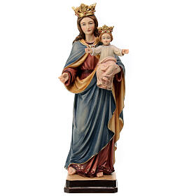 Vierge à l'Enfant avec couronne bois Val Gardena peint