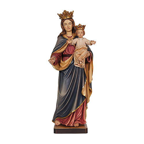 Our Lady with Baby Jesus and crown in painted wood of Valgardena 1