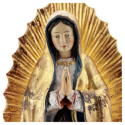 Madonna di Guadalupe legno Valgardena oro antico manto silver 2