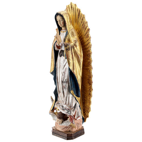 Our Lady of Guadalupe in wood of Valgardena finished in antique pure gold with silver mantle 3