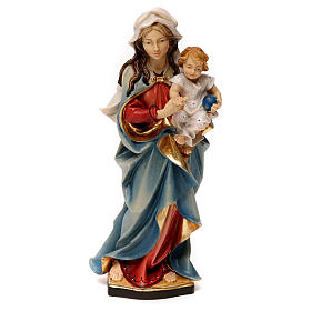 Statua Madonna che accompagna legno dipinto Val Gardena