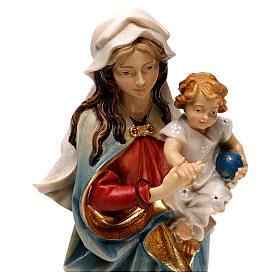 Statua Madonna che accompagna legno dipinto Val Gardena