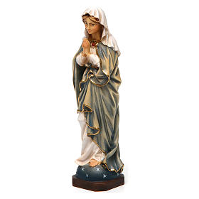 Immaculate Mary in prayer statue in painted wood, Val Gardena