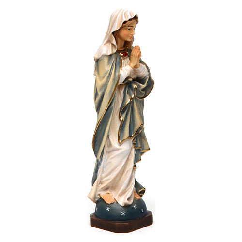 Immaculate Mary in prayer statue in painted wood, Val Gardena 3