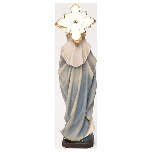 Figura Niepokalana Matka Boska modląca się z promieniami drewno malowane Val Gardena 5