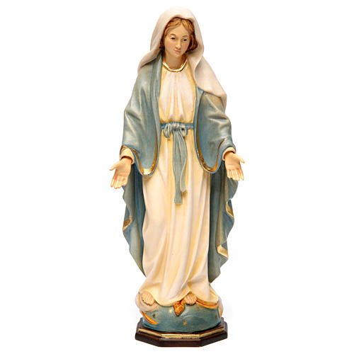 Statue Vierge Miraculeuse bois peint Val Gardena 1