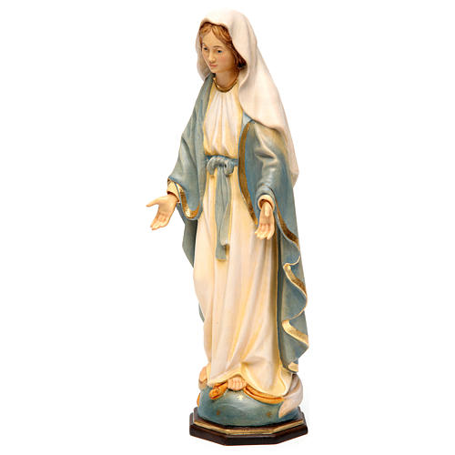 Statue Vierge Miraculeuse bois peint Val Gardena 3