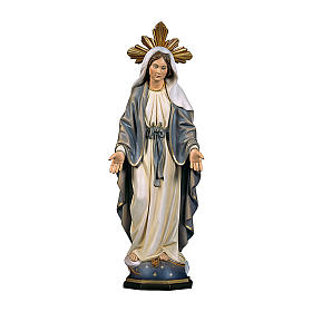 Estatua Virgen Milagrosa con corona de rayos madera pintada Val Gardena