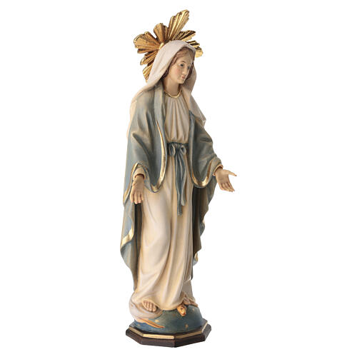 Estatua Virgen Milagrosa con corona de rayos madera pintada Val Gardena 8
