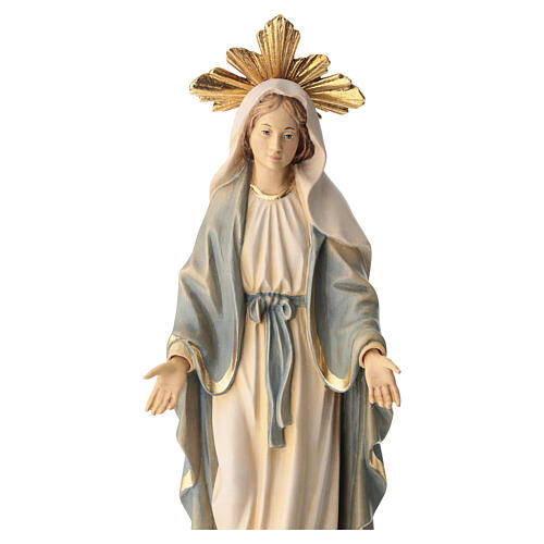 Statua Madonna Miracolosa con raggiera legno dipinto Val Gardena 7