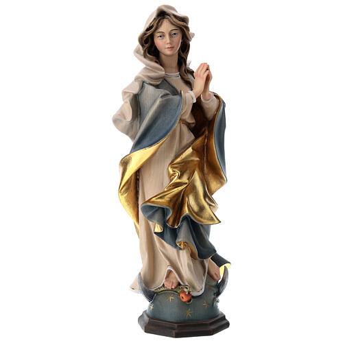 Immaculate Mary baroque style statue in painted wood, Val Gardena 1