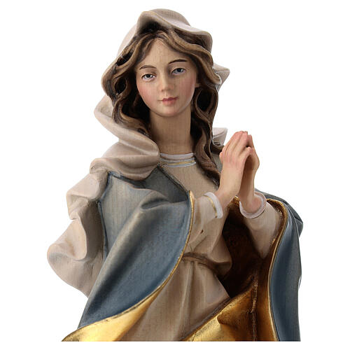 Immaculate Mary baroque style statue in painted wood, Val Gardena 2