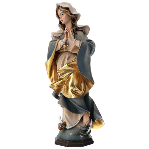 Immaculate Mary baroque style statue in painted wood, Val Gardena 4